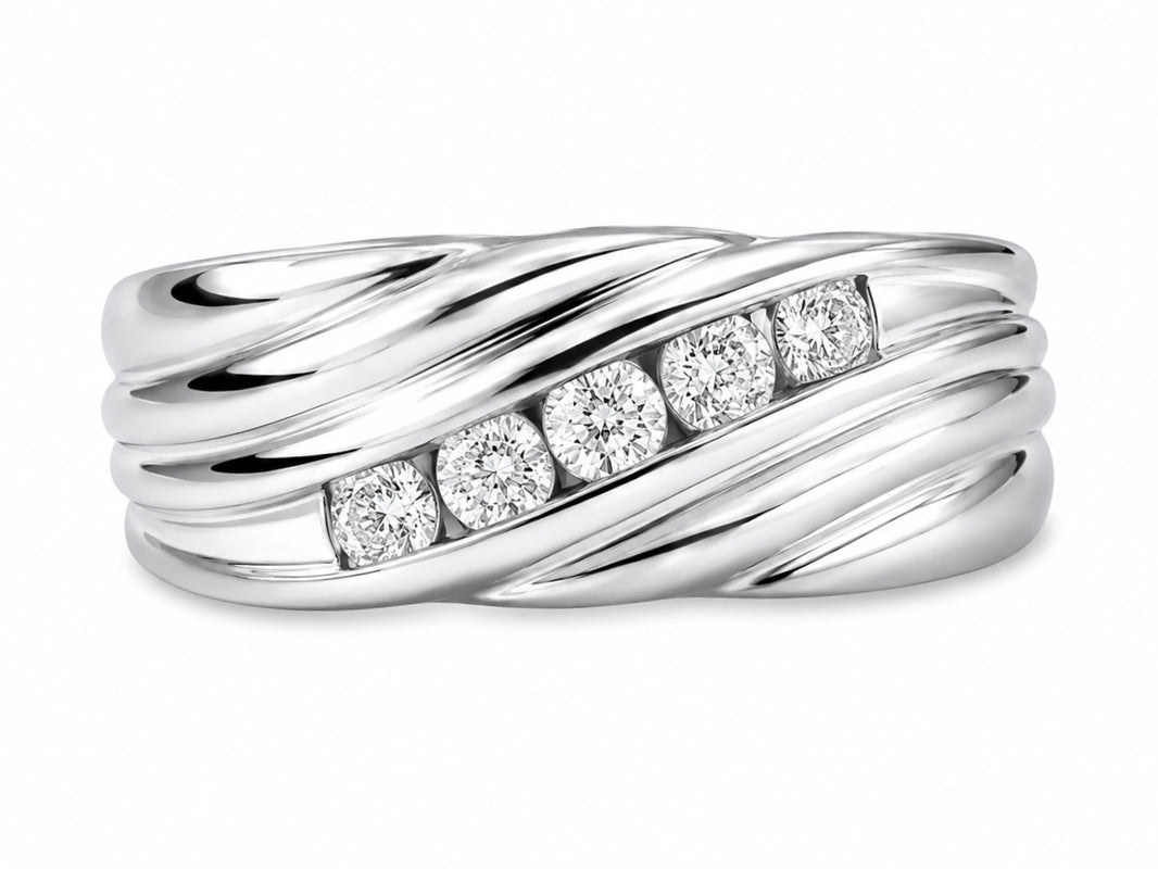 10K White Gold Men's Band 0.24 ct Natural Diamond