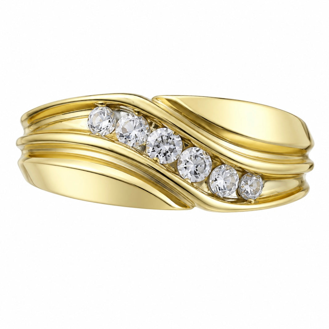 14K Yellow Gold Men's Ring 0.40 ct Natural Diamond