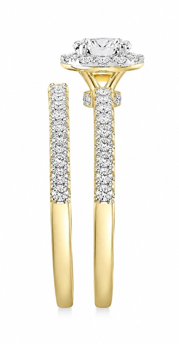 10K Yellow Gold Wedding Set Oval 1.00 ct Lab Grown Diamond