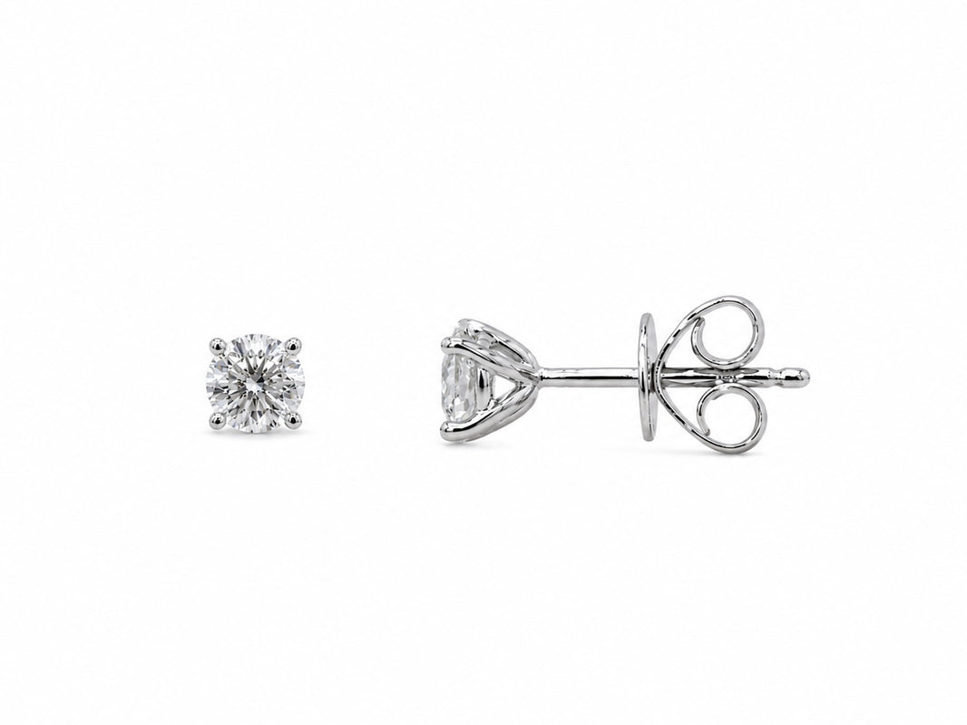 Sterling Silver Round Solitaire Earrings 0.25 ct Lab Grown Diamond
