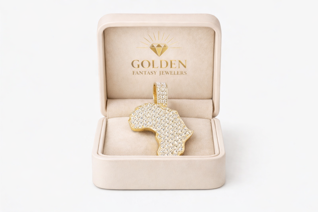 14K Yellow Gold “Africa” Charm 2.50 CT Natural Diamond