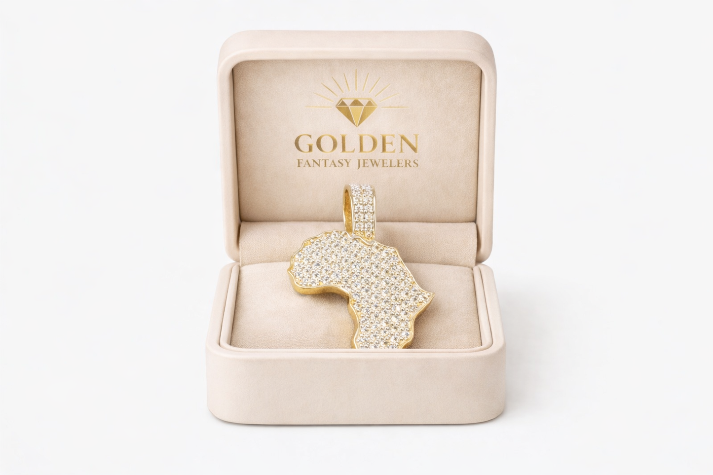 14K Yellow Gold “Africa” Charm 2.50 CT Natural Diamond