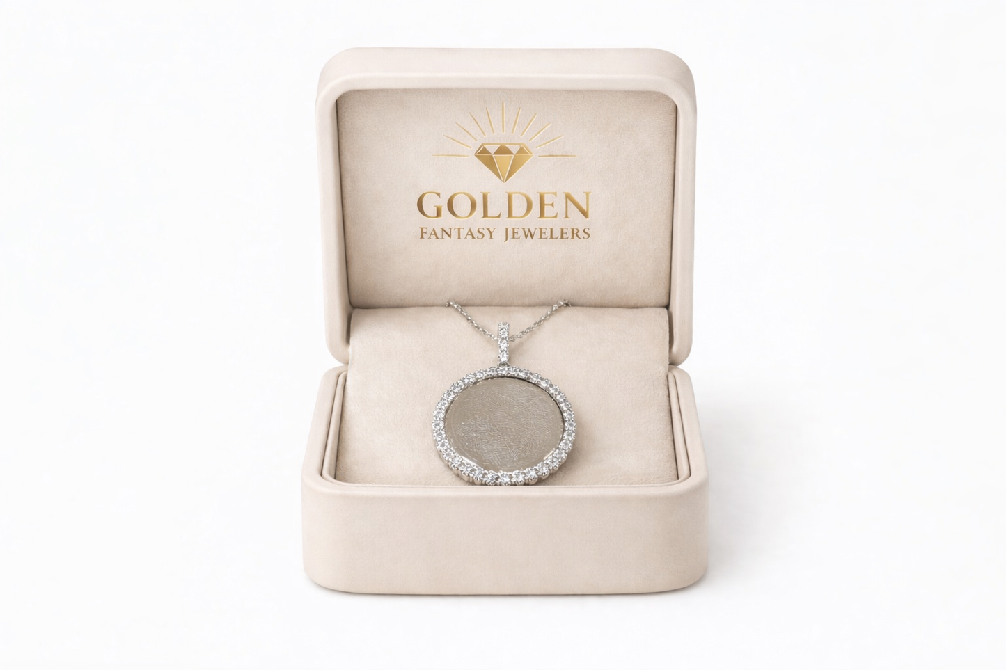 Sterling Silver Picture Pendant Round Charm 0.16 ct Natural Diamond