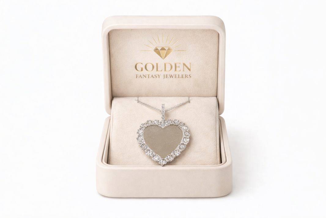 Sterling Silver Picture Pendant Heart Charm 0.10 ct Natural Diamond