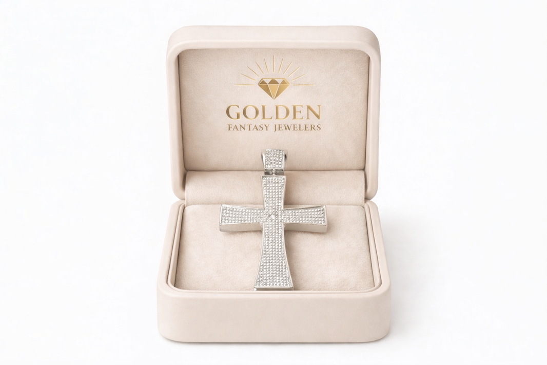 Sterling Silver Cross Charm 0.45 ct Natural Diamond