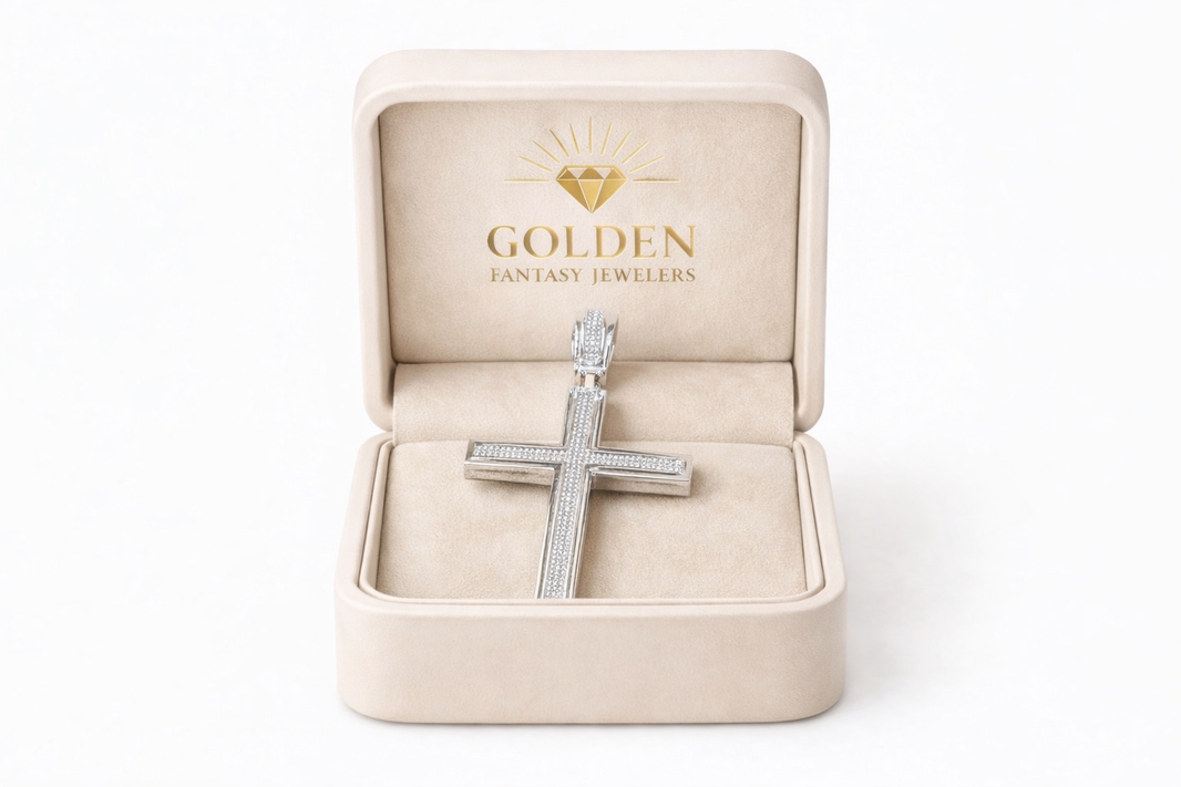Sterling Silver Cross Charm 0.30 ct Natural Diamond