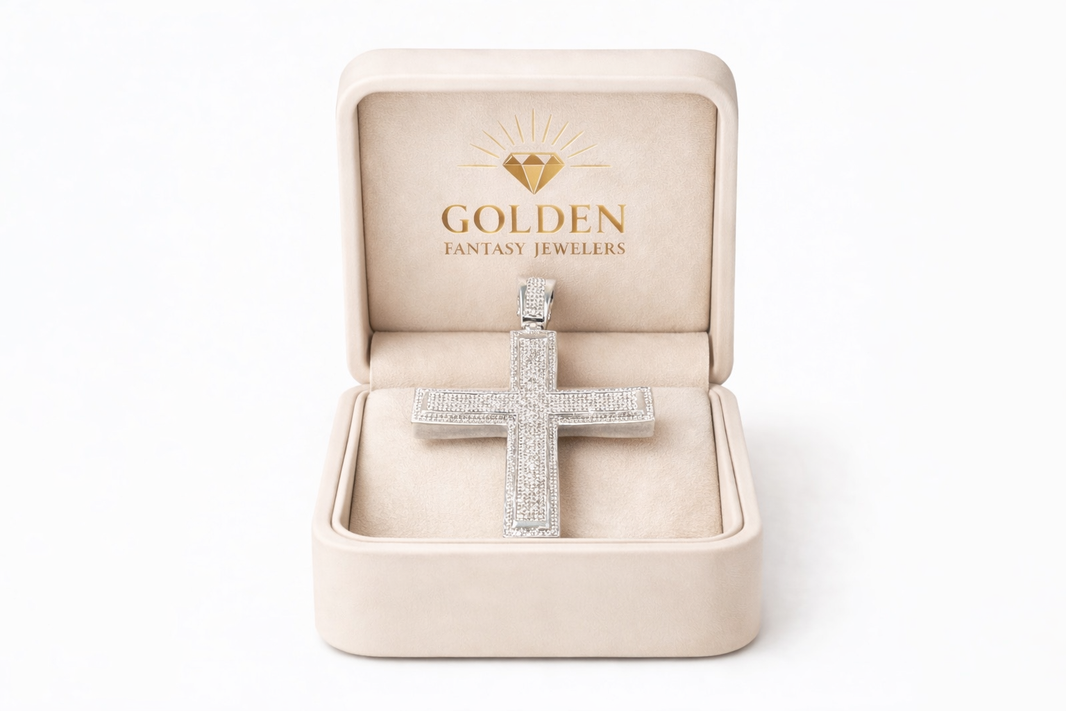 Sterling Silver Cross Charm 0.50 ct Natural Diamond