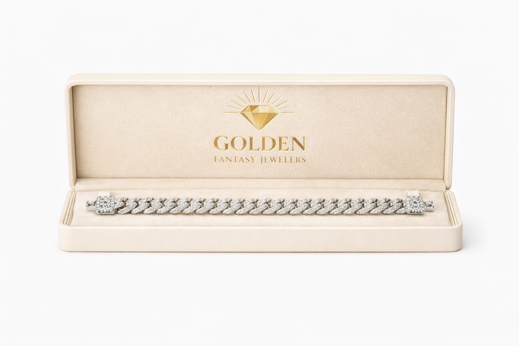 Sterling Silver Cuban Bracelet 3.25 ct Natural Diamond