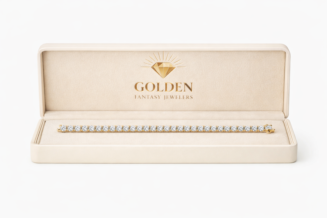 10K Yellow Gold Women's Tennis Bracelet 0.98 ct Natural Diamond
