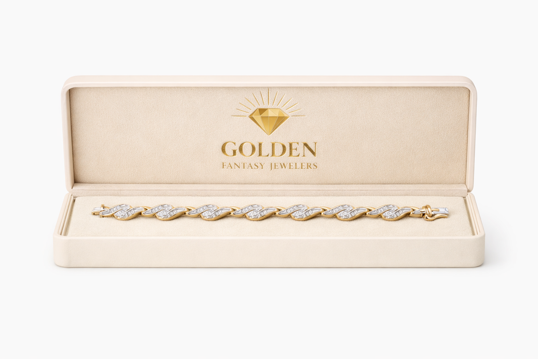10K Yellow Women’s Gold Bracelet 2.00 ct Natural Diamond