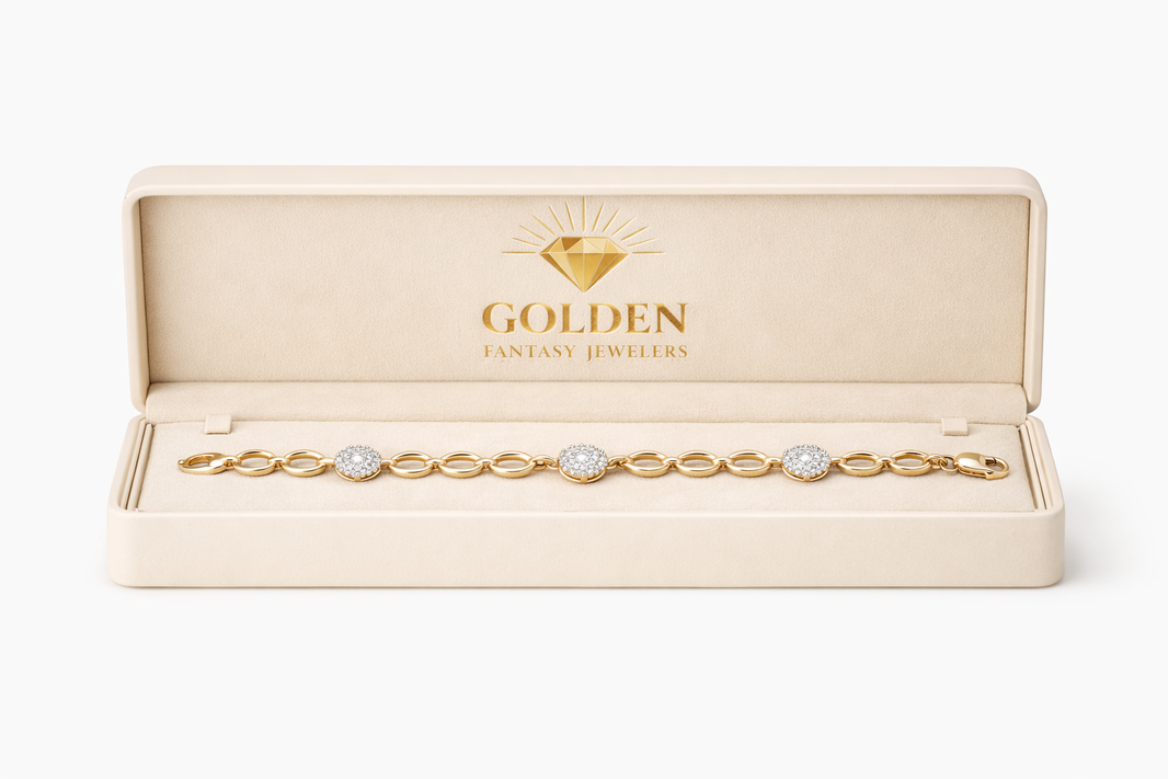 10K Yellow Gold Women's Link Bracelet 0.50 ct Natural Diamond