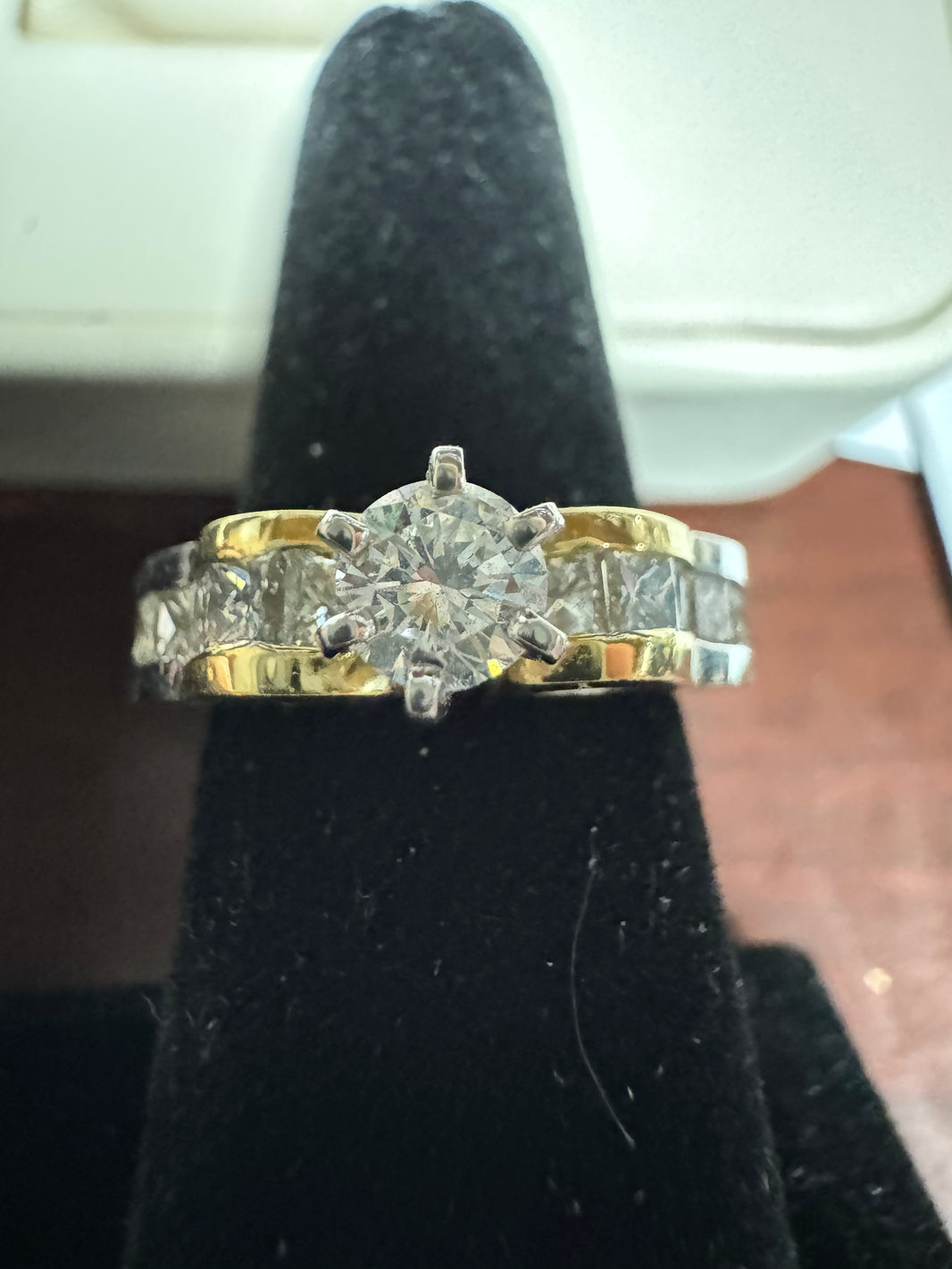 14K Yellow Gold Women's Ring 1.72 ct Round, Princess Natural Diamond