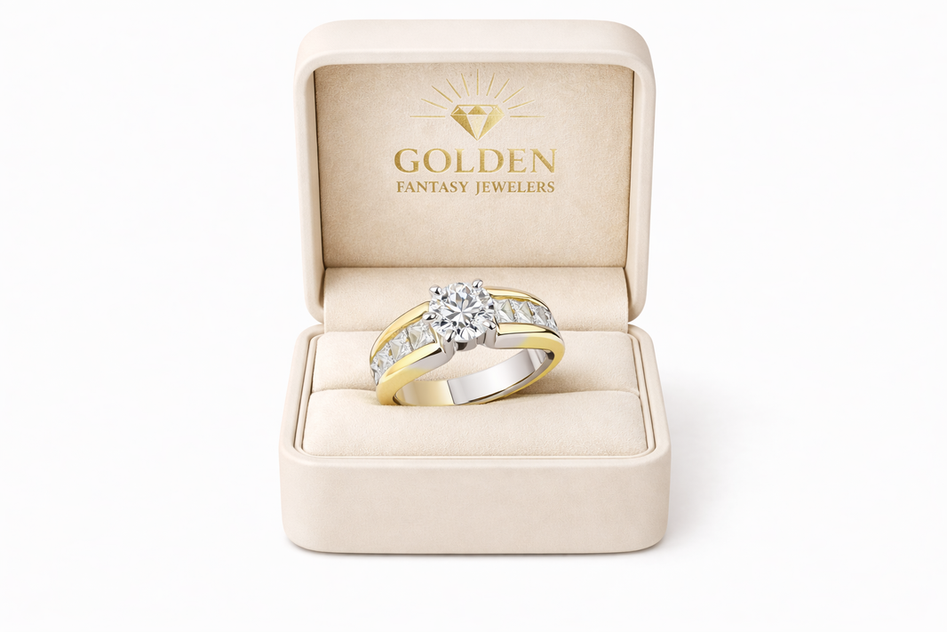 14K Yellow Gold Women's Ring 1.05 ct Princess Natural Diamond