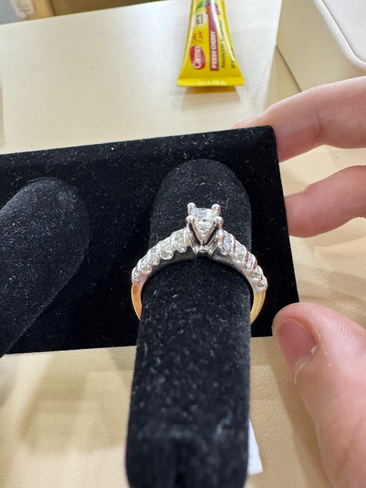 14K White Gold Women's Ring 1.25 ct Cushion Natural Diamond