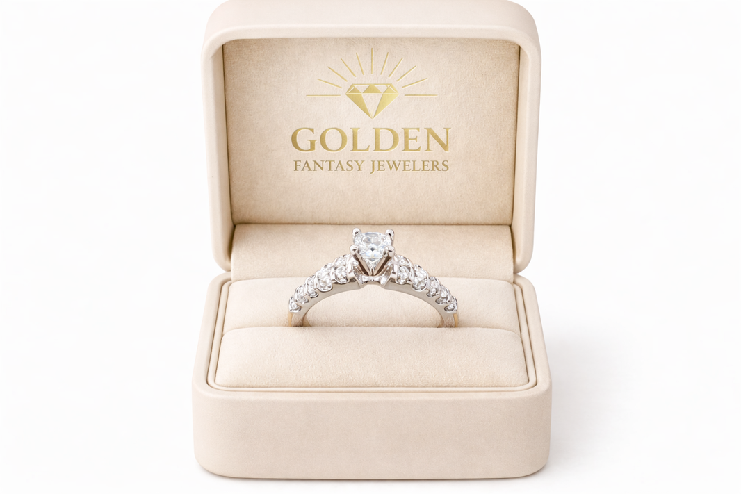 14K White Gold Women's Ring 1.25 ct Cushion Natural Diamond