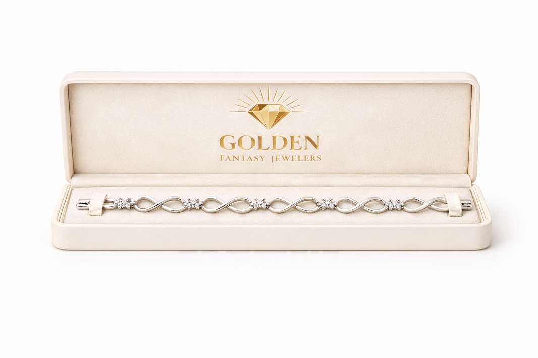 10K White Gold Women's Infinity Tennis Bracelet 0.25 ct Natural Diamond