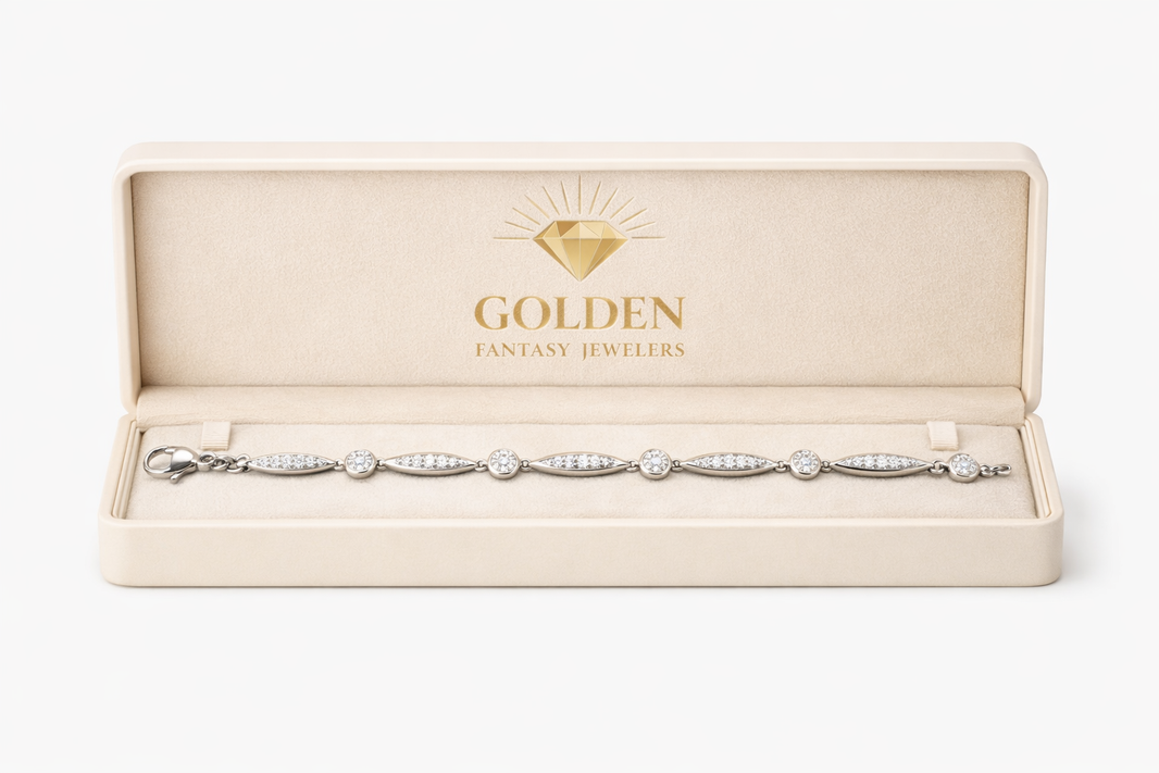 10K White Gold Tennis Link Bracelet 0.50 ct Natural Diamond