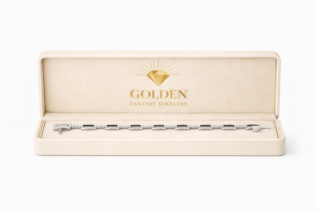 14K White Gold Women’s Link Bracelet 0.48 ct Natural Diamond