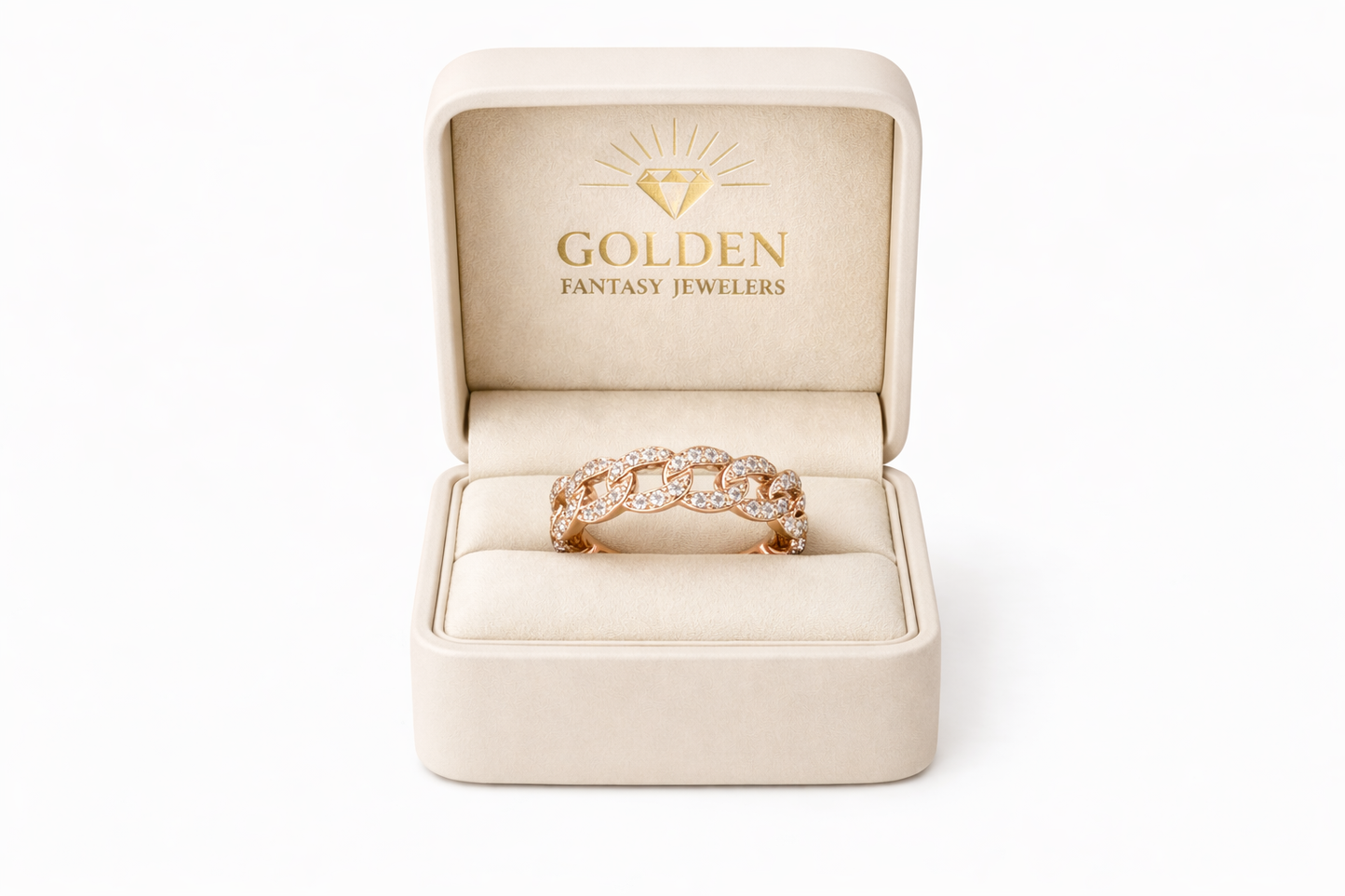 14K Rose Gold Cuban Ring 0.46 ct Natural Diamond