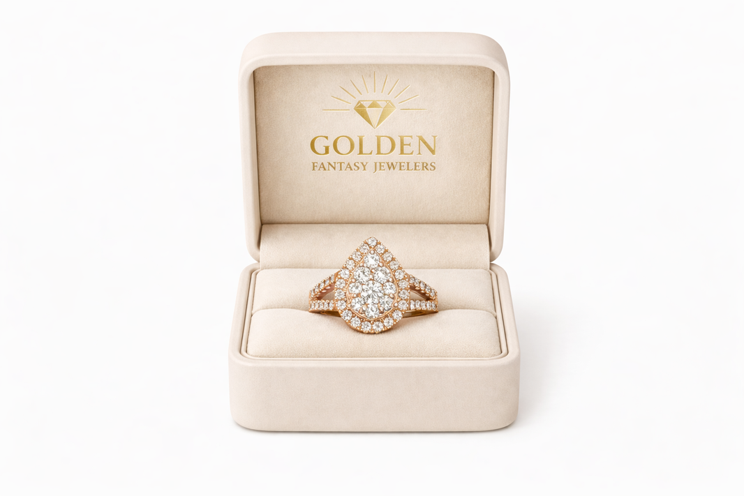 14K Rose Gold Pear Shape Ring 1.25 ct Natural Diamond