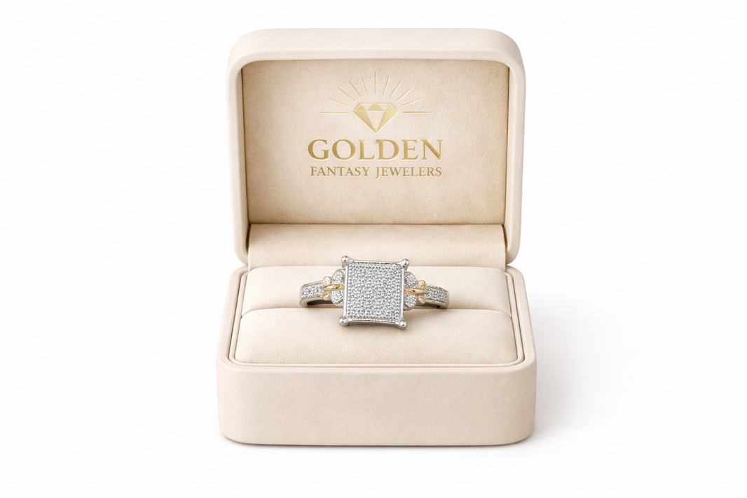 10K Two-Tone Gold Women's Ring 0.10 ct Natural Diamonds
