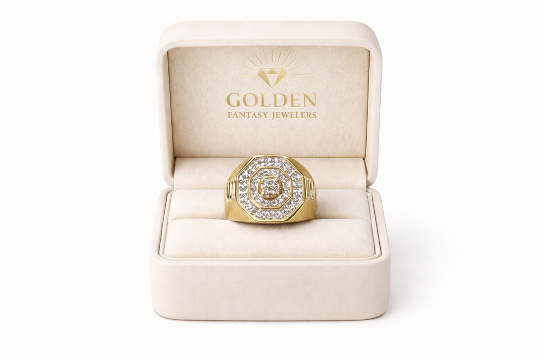 10K Yellow Gold Men's Ring 0.48 ct Natural Diamond