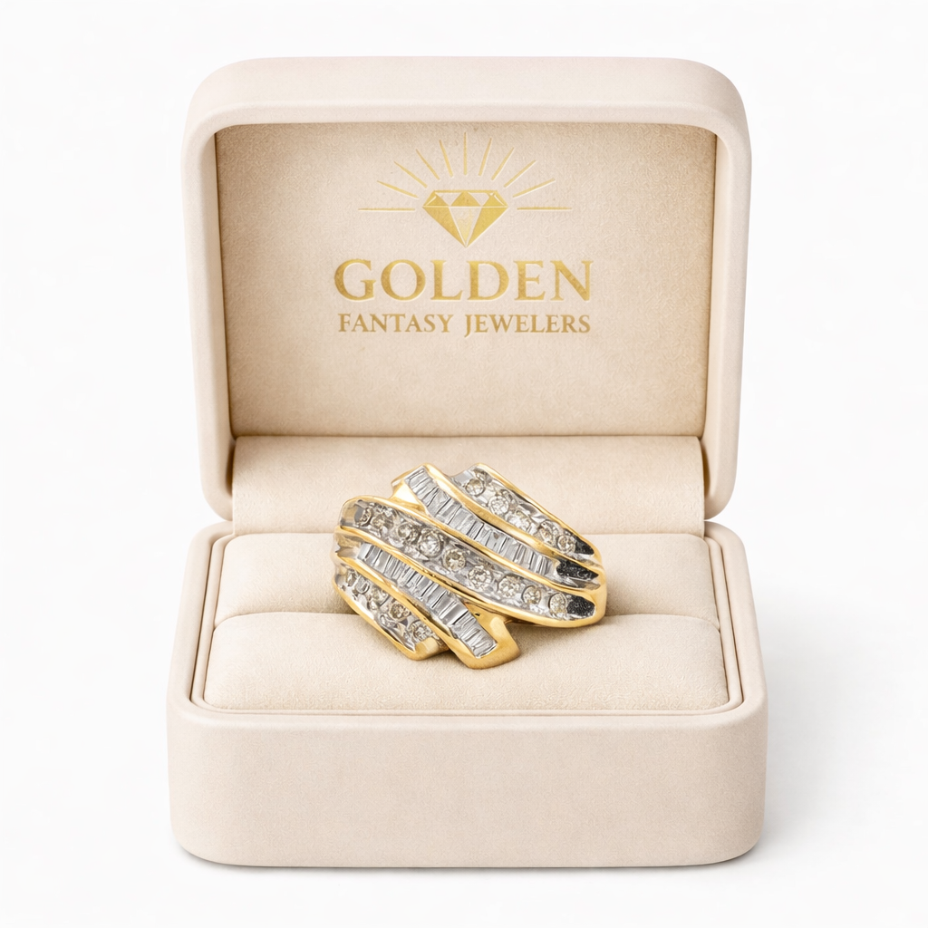 14K Yellow Gold Women's Band Baguette 0.50 ct Natural Diamond