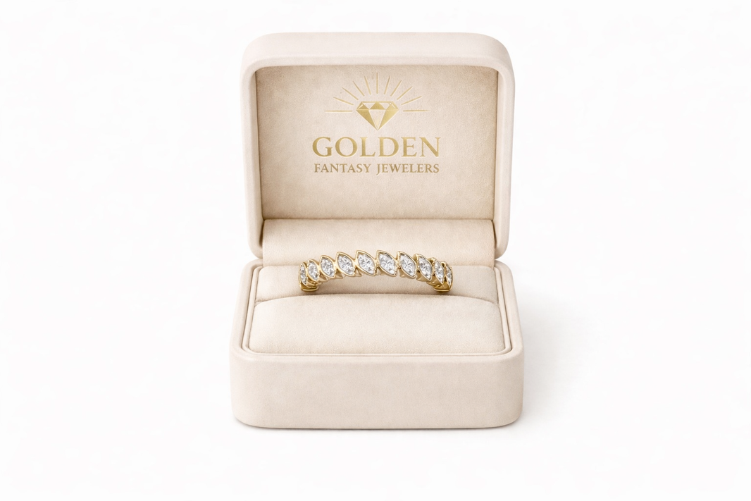 14K Yellow Gold Women's Band 0.10 ct Natural Diamond