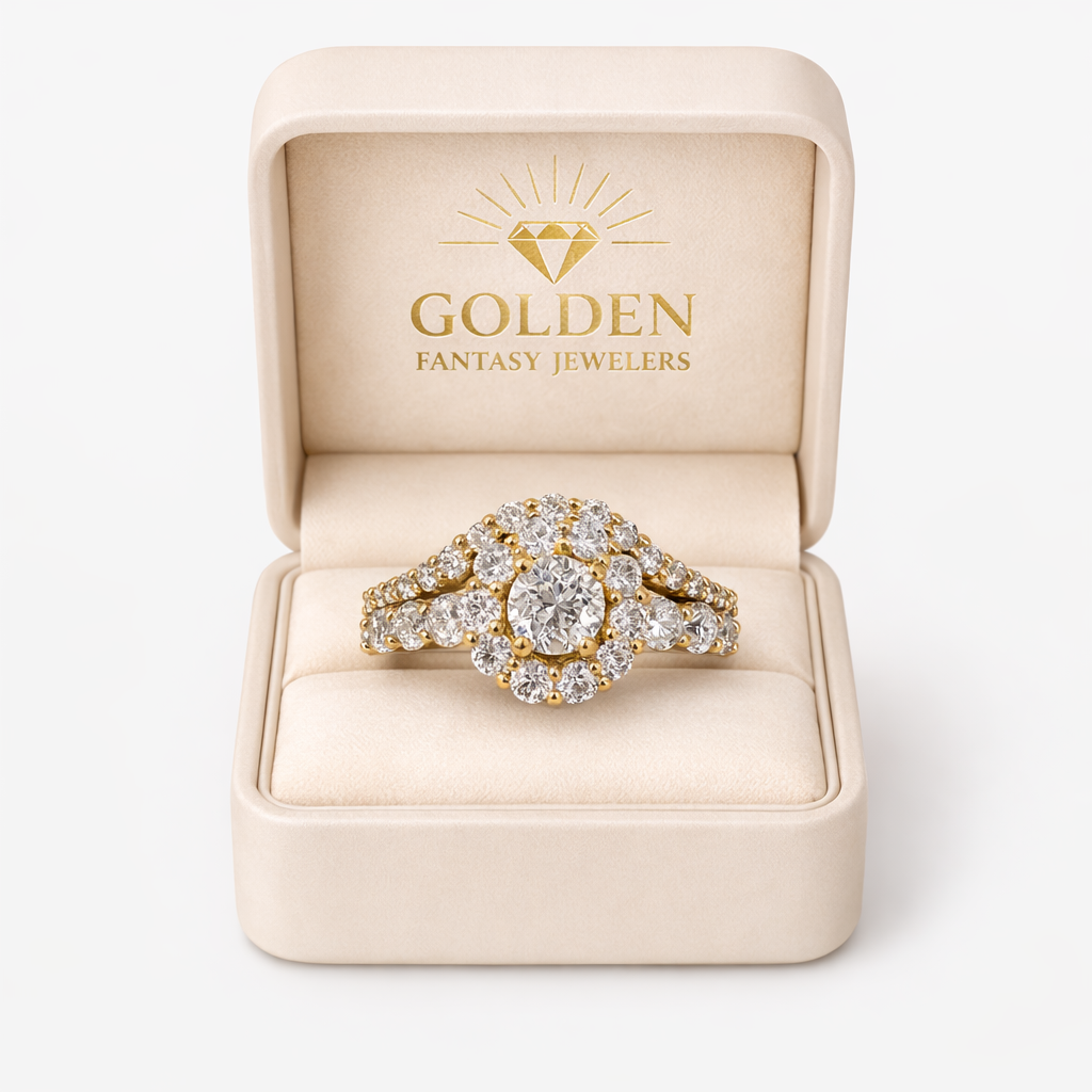 14K Yellow Gold Women's Jewelry Set 1.20 ct Natural Diamond