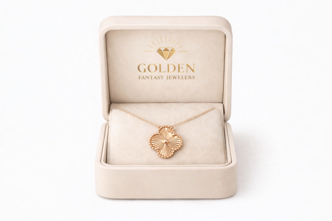 14K Rose Gold Clover Charm/Chain