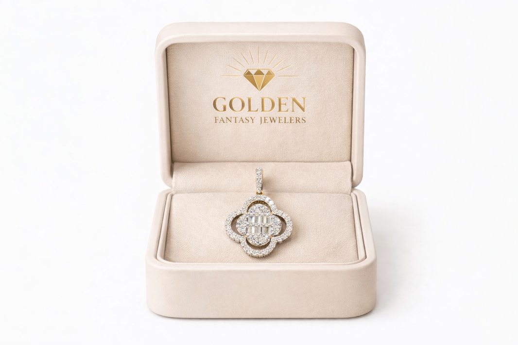 10K Yellow Gold Clover Charm 0.50 ct Natural Diamond