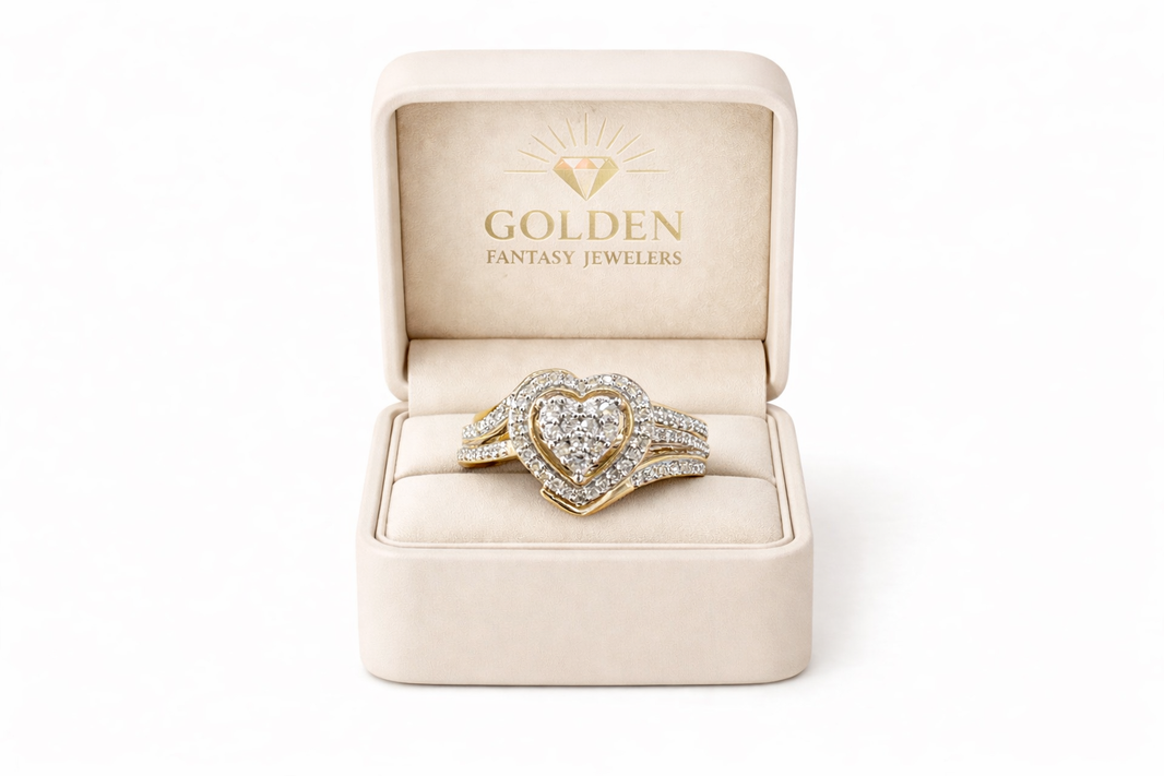 10K Yellow Gold Women's Wedding Set, 0.34 ct. Natural Diamond
