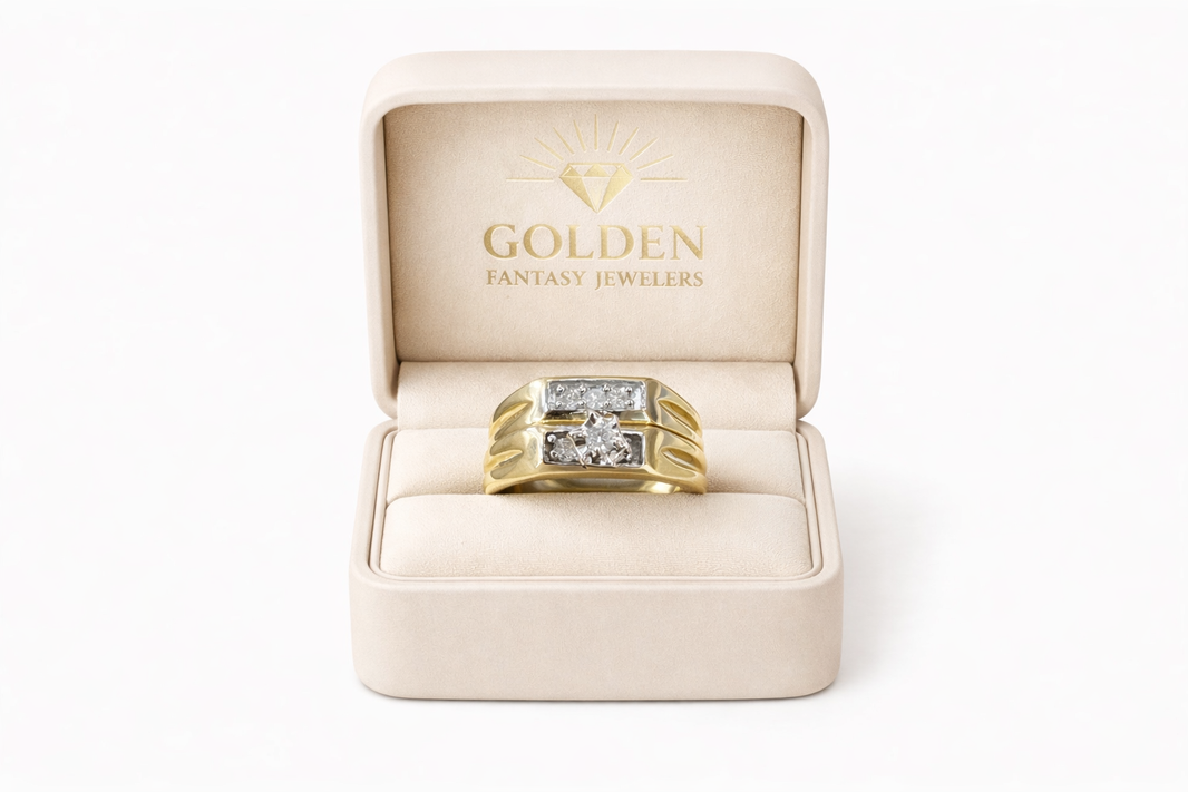 10K Yellow Gold Women's Jewelry Set 0.15 ct Natural Diamond