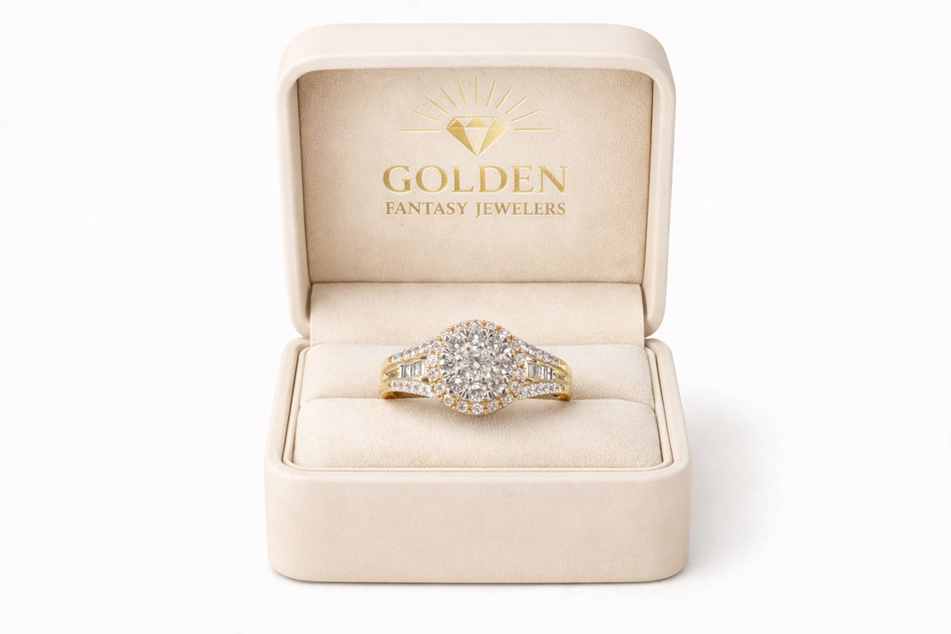 10K Yellow Gold Women's Ring 0.52 ct Natural Diamond