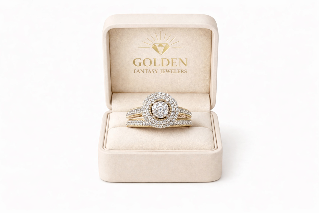 10K Yellow Gold Women's Jewelry Set 0.33 ct Natural Diamond