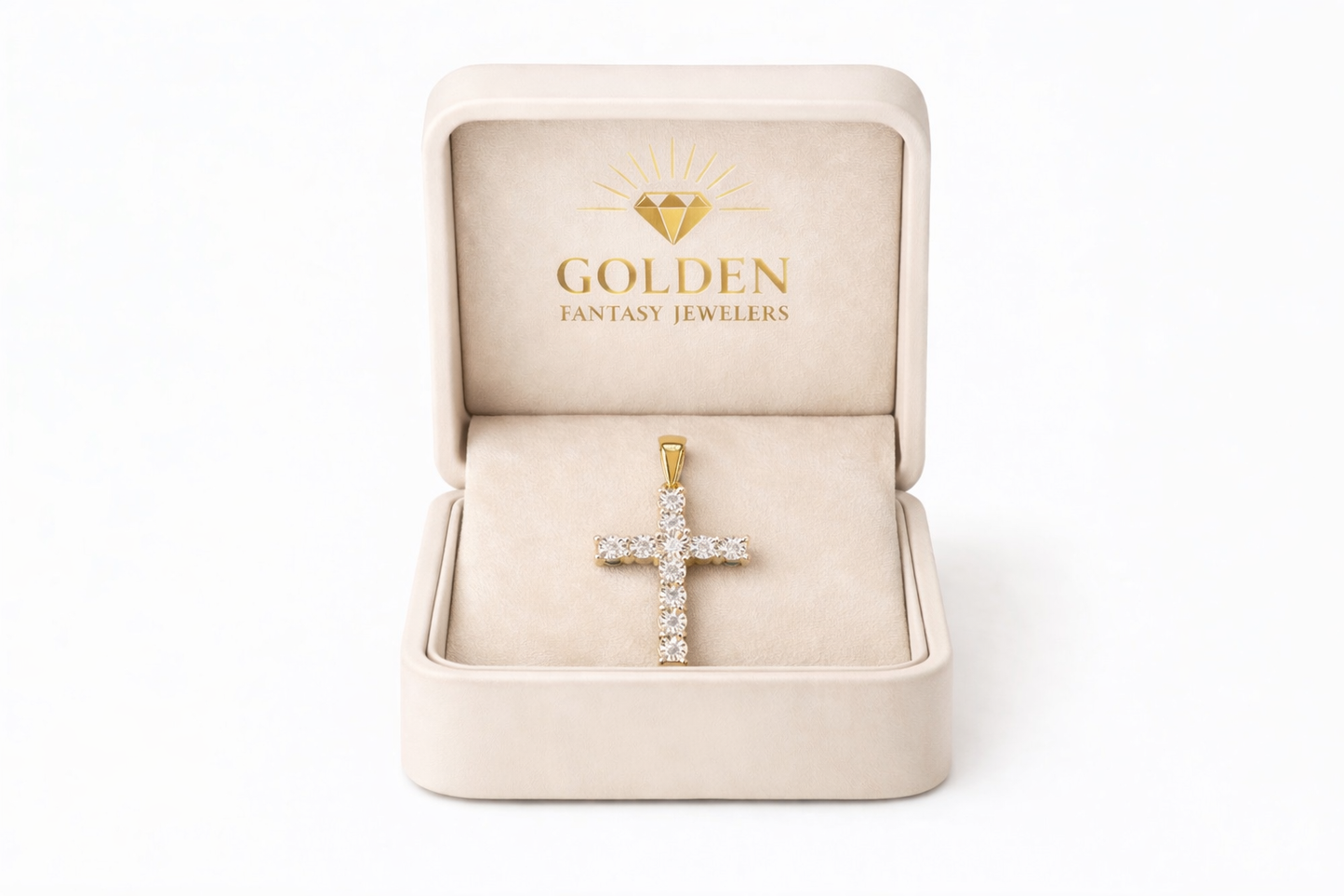 10K Yellow Gold Cross Charm 0.17 ct Natural Diamond