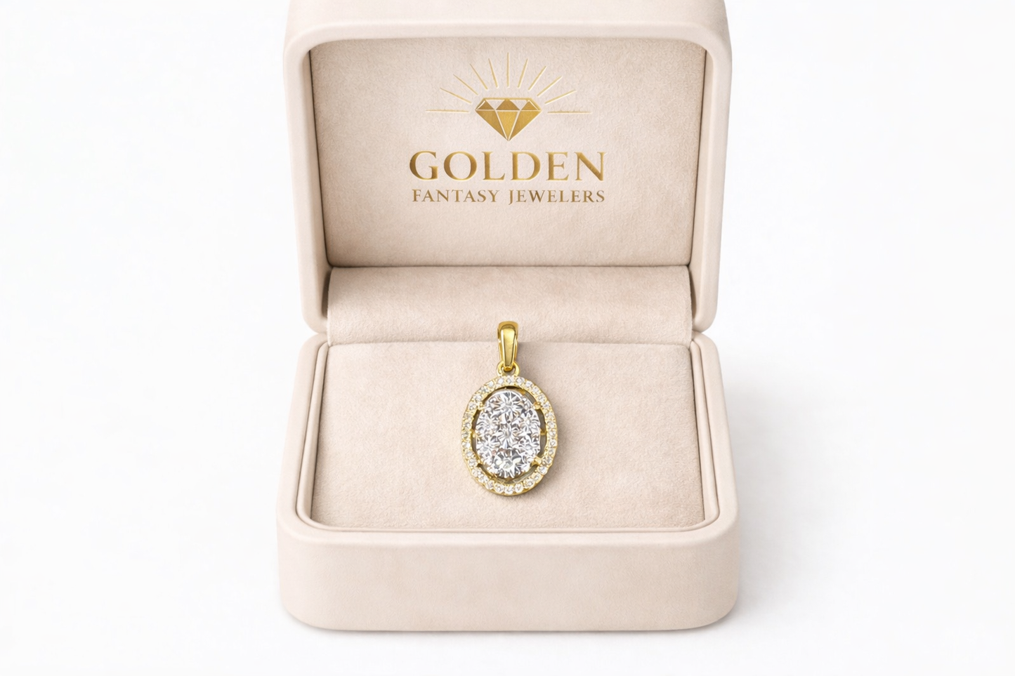 10K Two-Tone Gold Women's Oval Charm 0.14 ct Natural Diamond