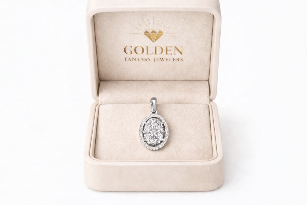 10K White Gold Women's Oval Charm 0.14 ct Natural Diamond