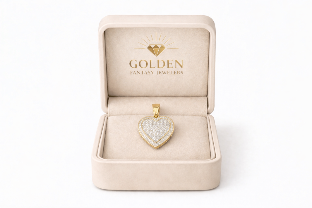 10K Two-Tone Gold Heart Charm 0.50 ct Natural Diamond