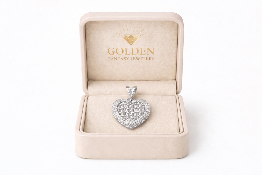 14K White Gold Heart Charm 0.61 ct Natural Diamond