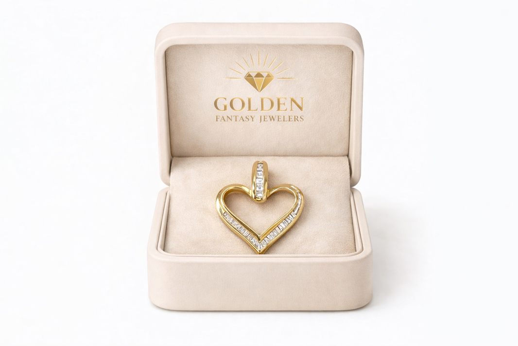 10K Yellow Gold Charm Baguette 0.15 ct Natural Diamond