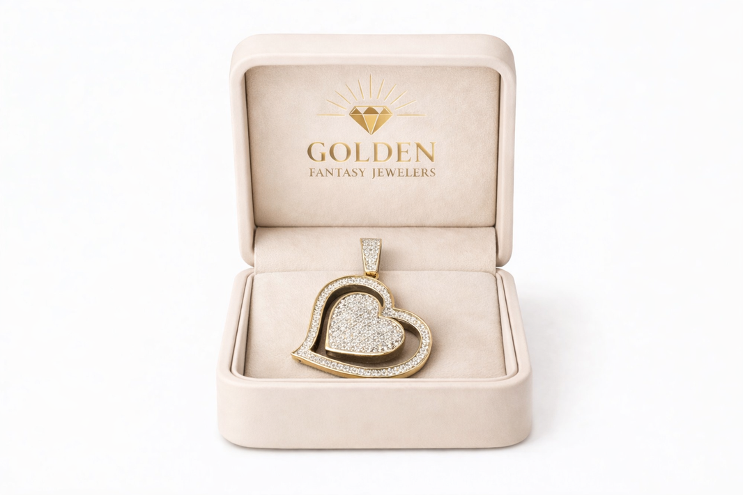 10K Two-Tone Gold Heart Charm 0.25 ct Natural Diamond