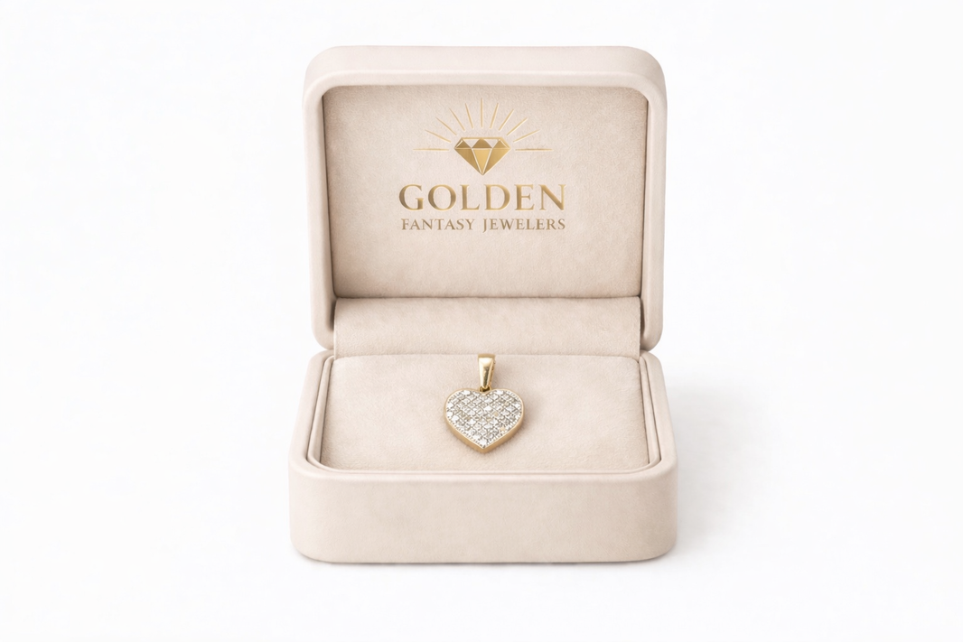 10K Two-Tone Gold Heart Charm 0.15 ct Natural Diamond