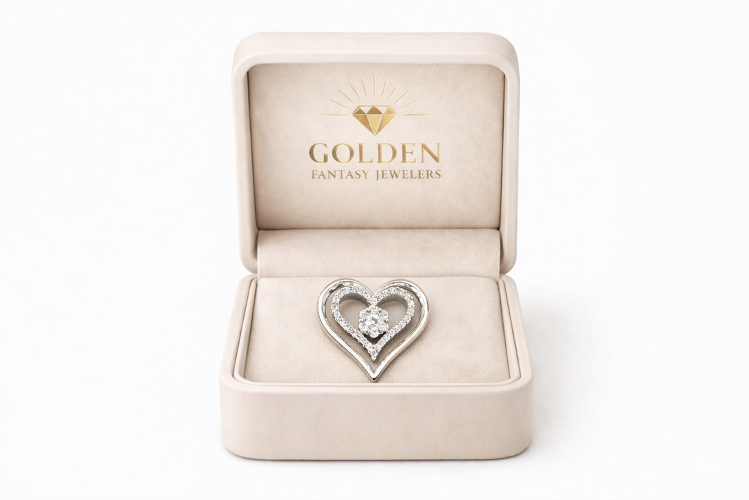 14K White Gold Women’s Heart Charm 0.25 ct Natural Diamond