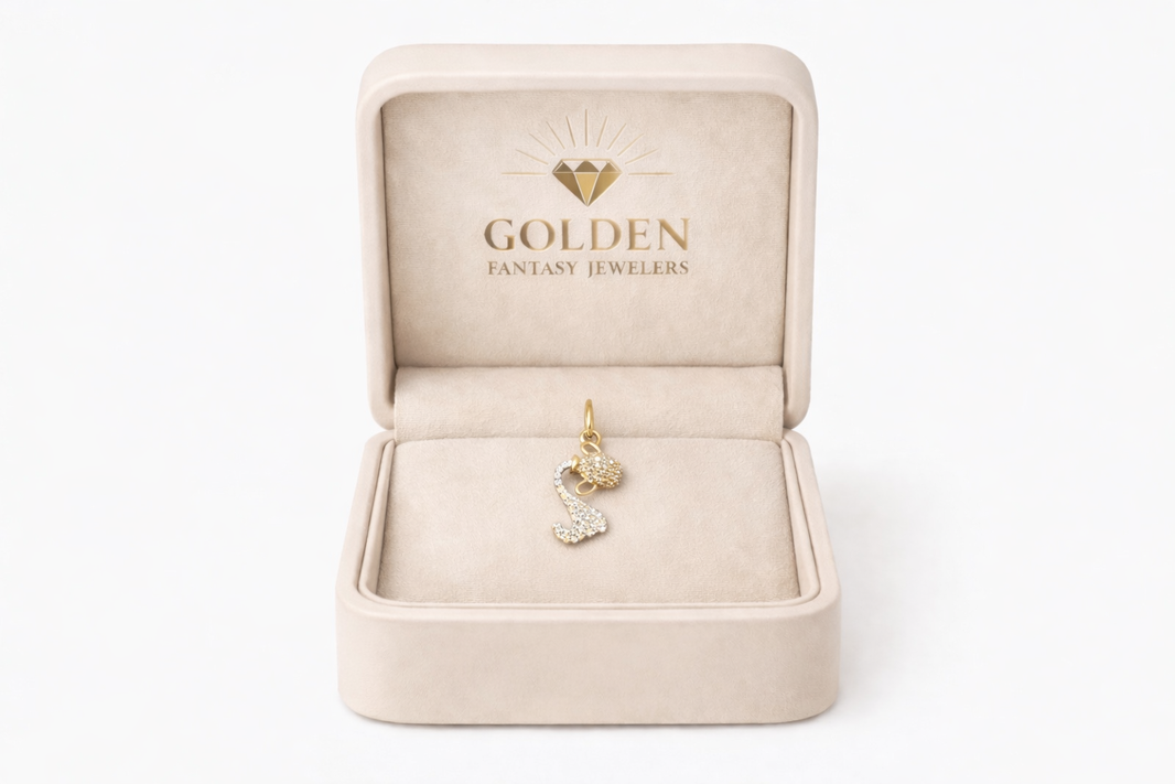 10K Two-Tone Gold Aquarius Charm 0.18 ct Natural Diamond