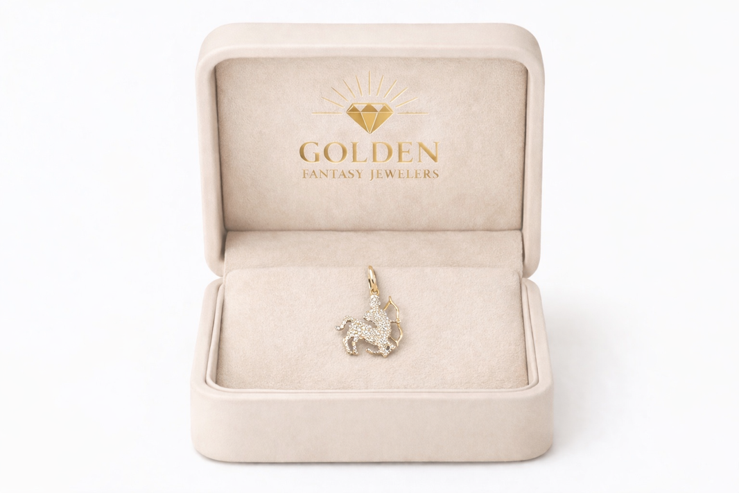 10K Two-Tone Gold Sagittarius Charm 0.30 ct Natural Diamond