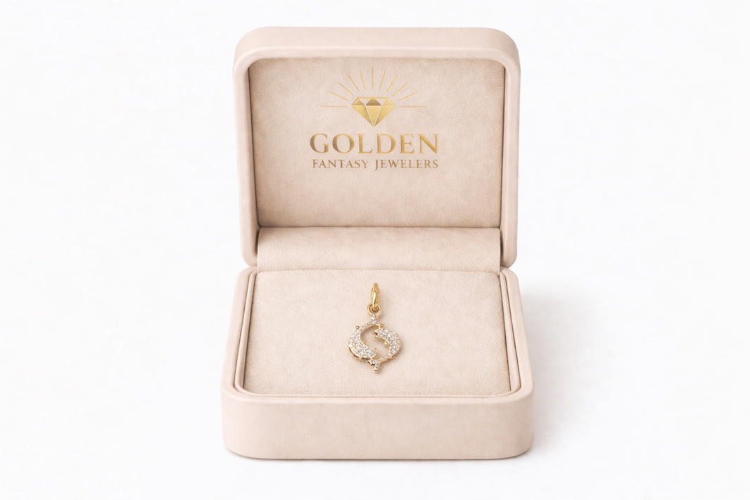 10K Two-Tone Gold Pisces Charm 0.15 ct Natural Diamond