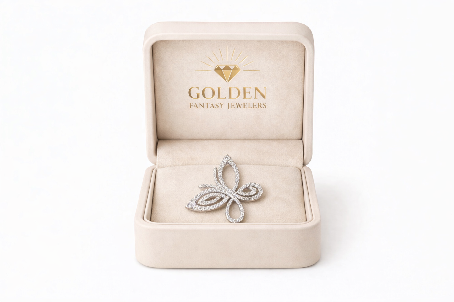14K White Gold Butterfly Charm 0.78 ct Natural Diamond