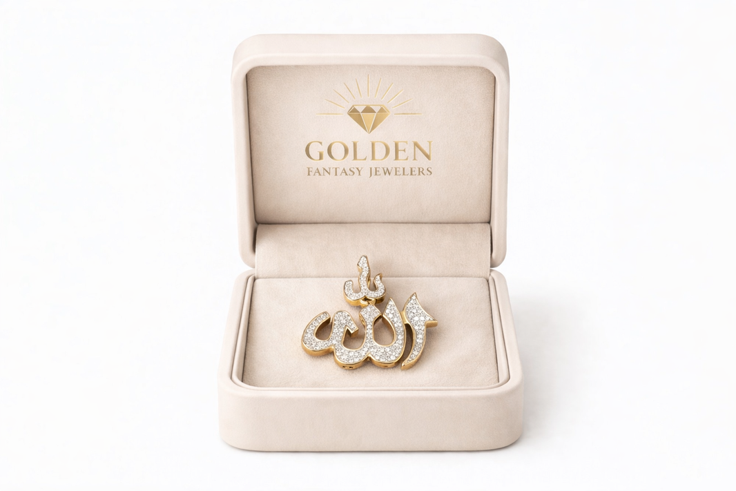 10K Two-Tone Gold Allah Charm 0.33 ct Natural Diamond