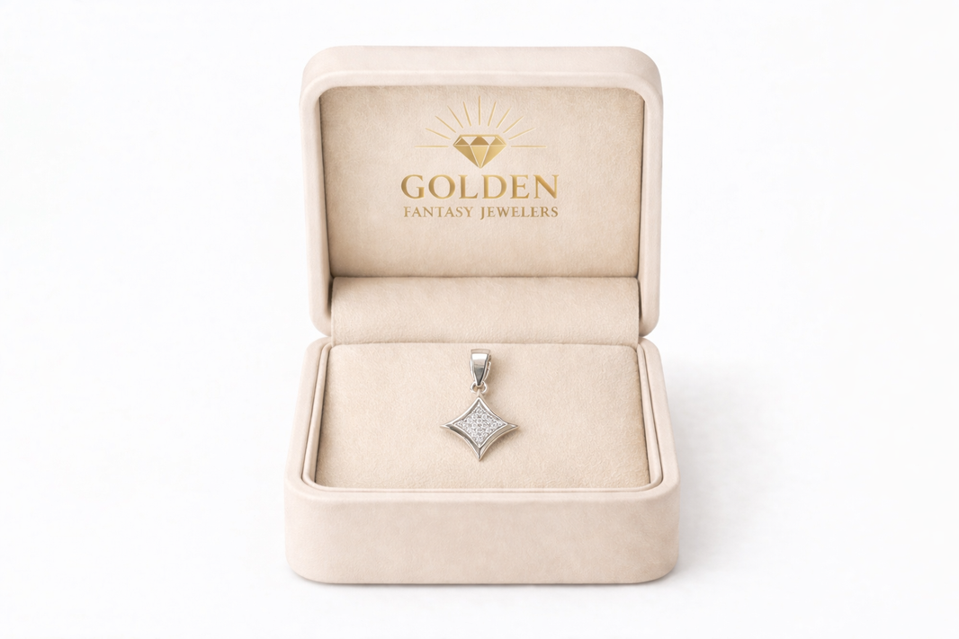 10K White Gold Star Charm 0.05 ct Natural Diamond